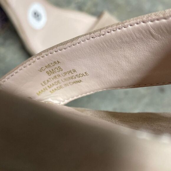 Vince Camuto Nedra Snakeskin Nude Suede Platform Heel Size 8 - Picture 9 of 9